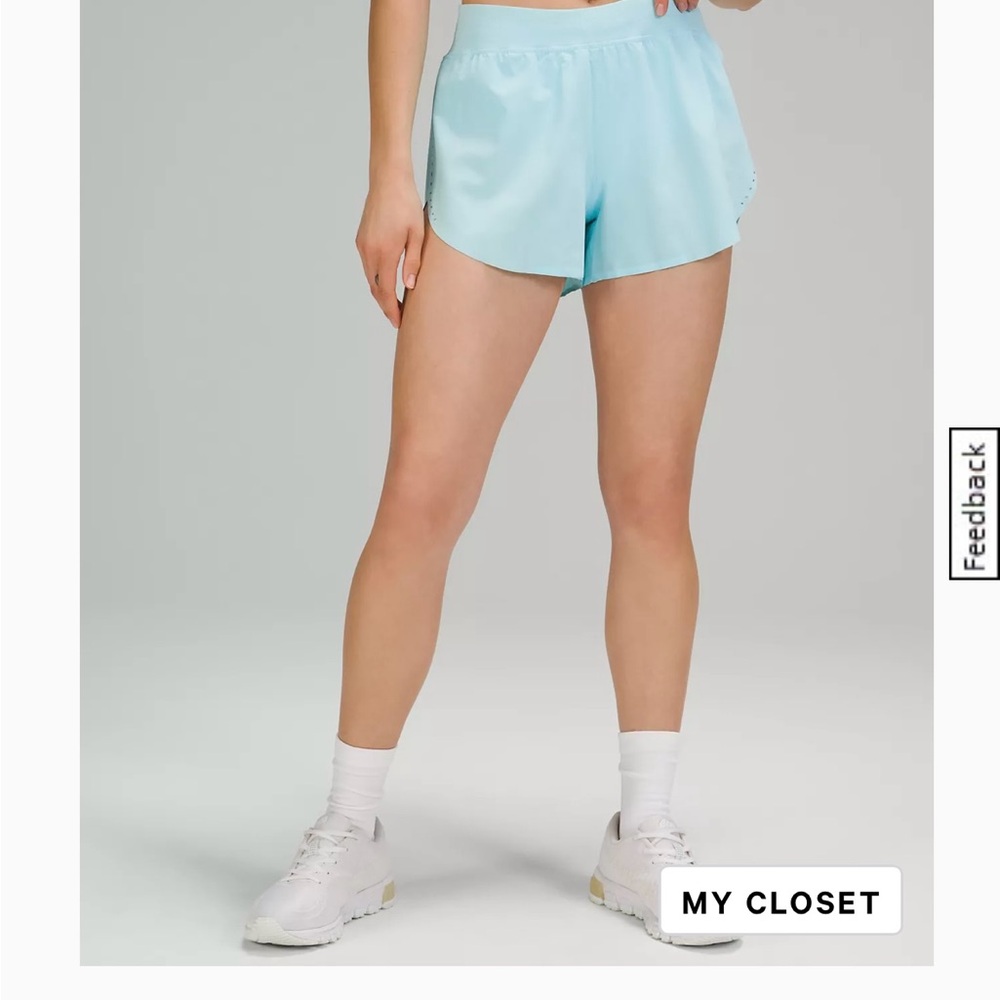 Lululemon Find Your Pace High-Rise Lined Short 3”, size 12, icing blue